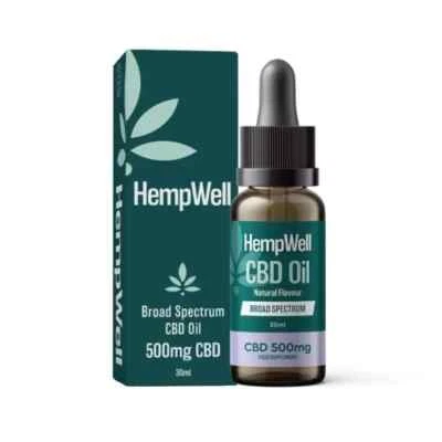 HempWell Broad Spectrum 500mg CBD Oil | 500mg CBD | 30ml Bottle | Peppermint