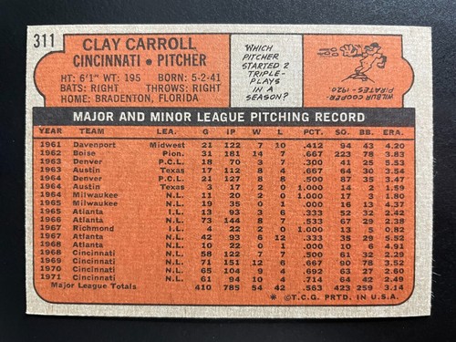 1972 Topps Baseball Cards - Singles - You Pick (Card #s 1-379) - Free Shipping - Picture 391 of 461
