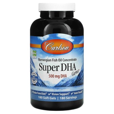 2 X Carlson Labs, Super-DHA Gems, 500 mg, 180 Soft Gels