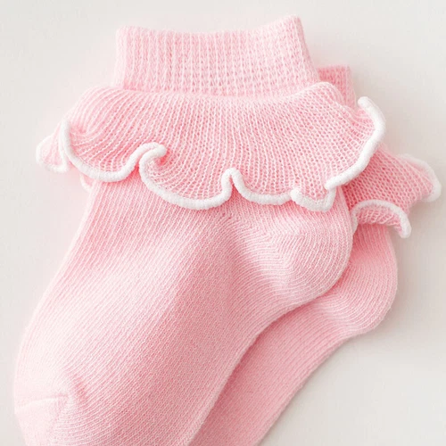 0-5T 3 Pairs Cute Baby Girls Toddlers Ruffle Socks Lot Kids Short Cotton Socks - Bild 8 von 15