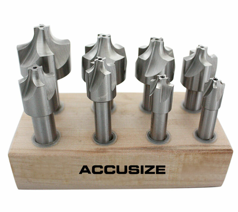 8-Piece M2 HSS Corner Rounding End Mill Set – 4 Flute, 1/16” To 3/8”