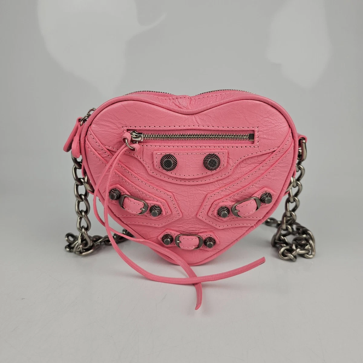 Le Cagole Heart Mini Leather Crossbody Bag in Pink - Balenciaga