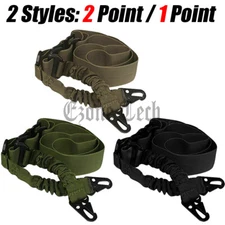 Heavy Duty Tactical 1 Single Point / 2 Point Gun Rifle Sling Strap Adjustable