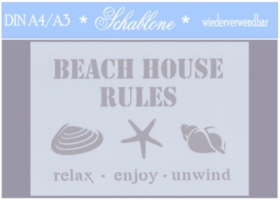 Schablone-Vintage-Shabby-A4-A3-Strandhaus-Beach-House-Meer-7086