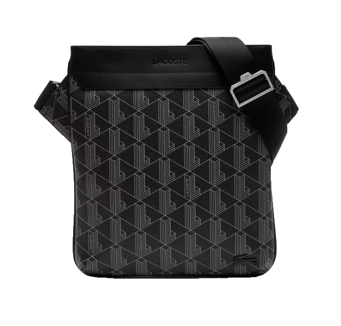 LACOSTE MENS BLACK FLAT CROSSOVER BAG NH4260LX H45
