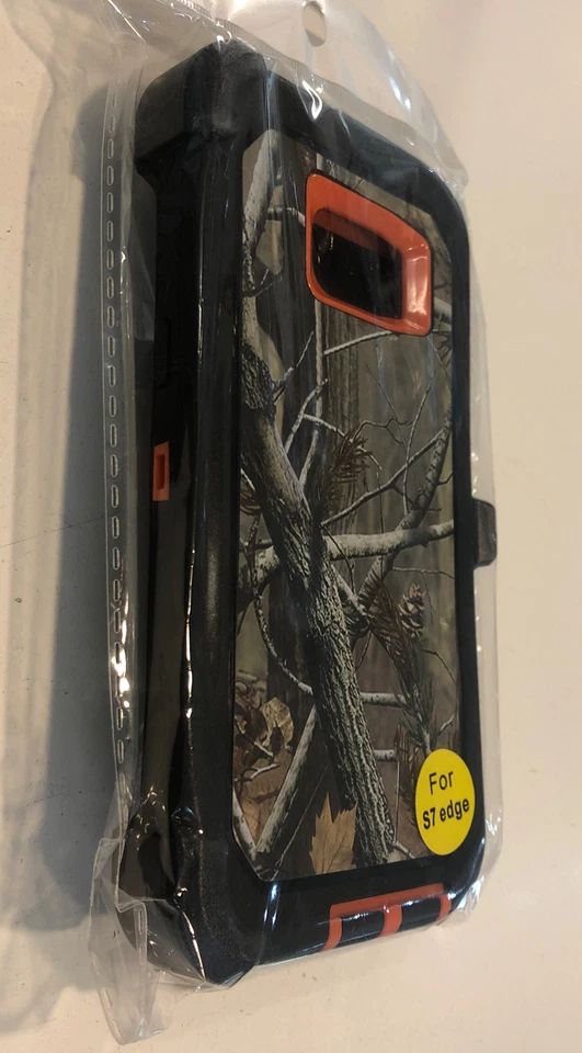 Чехол-подставка с зажимом для ремня Defender для Samsung Galaxy S7 Edge — камуфляжный/оранжевый - Изображение 2 из 4