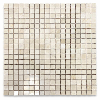 M22XP Crema Marfil Beige Marble 5/8x5/8 Grid Square Mosaic Tile Polished