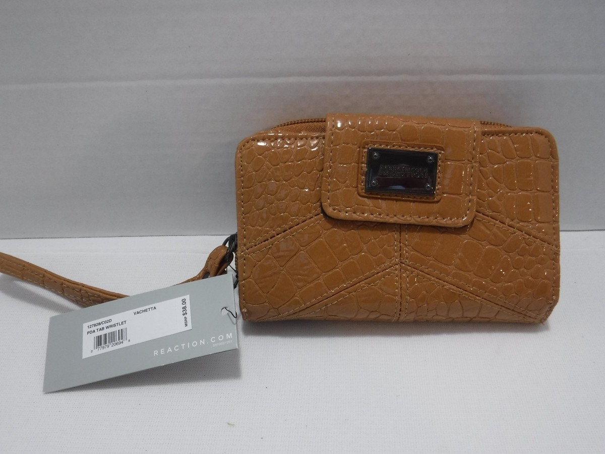 Kenneth Cole Reaction Woman Tan PDA Tab Wristlet Multi Pocket New