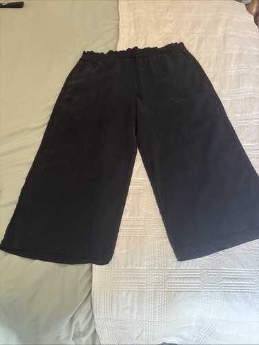 Cloth and Stone Black Wide Leg Flowy Drawstring Capri Pants Women XL - Picture 7 of 10