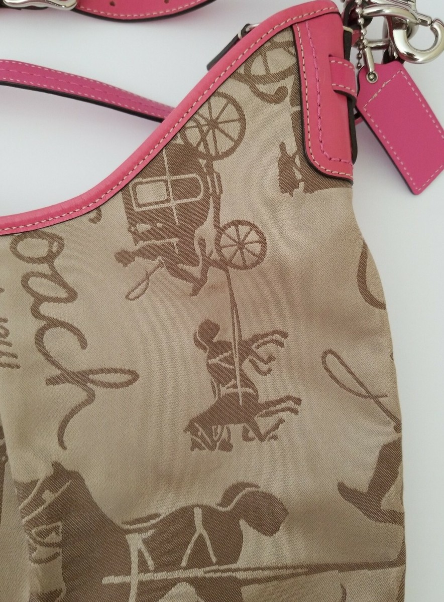 RARE PINK COACH SIGNATURE SATEEN JACQUARD HORSE CARRIAGE RARE PINK COACH SIGNATURE SATEEN JACQUARD HORSE CARRIAGE