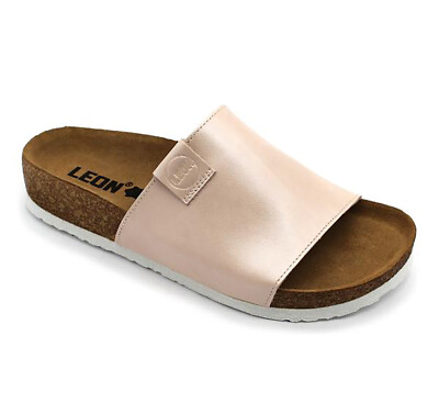 Leon 4205 Leder Slipper Damen Sandalen Maultier Clogs Slipper Slipper Slide, Lachs