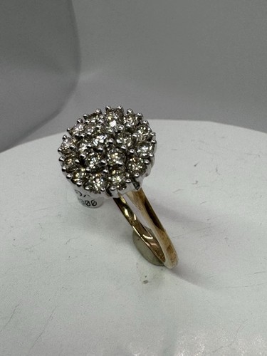 9ct Yellow Gold 1ct Natural Diamond Cluster Ring Size N 4.1gms - Picture 5 of 15