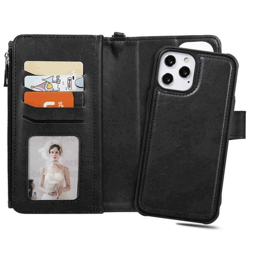 For iPhone 12 11 Pro Max SE 8 7 6s Magnetic Detachable Wallet Leather Case Cover - Picture 21 of 55