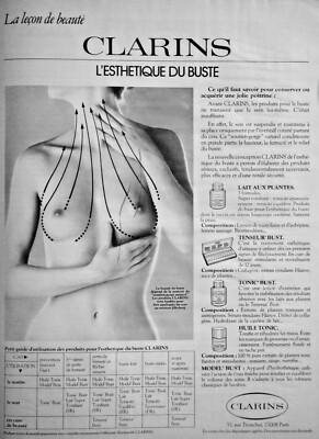 PRESSEWERBUNG 1978 CLARINS DIE ÄSTHETIK DER BÜSTE - NACKTE FRAU - BRÜSTE