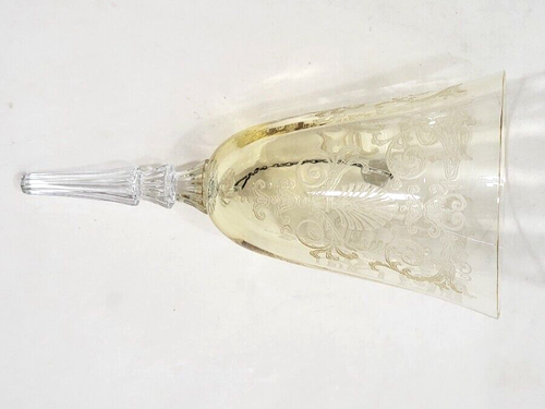 Campana grabada Fostoria Glass EE. UU. amarillo patrón Versalles 580 - Imagen 4 de 5