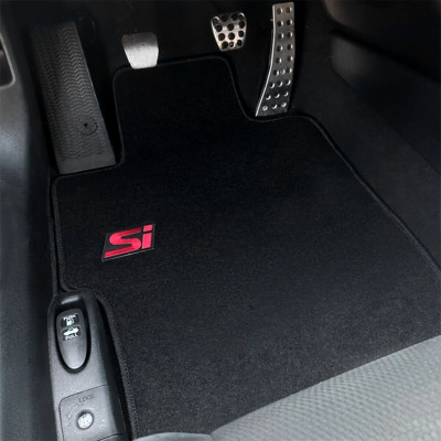 Fits 06-11 Honda Civic Black Nylon Floor Mats Carpets Front Rear w/ Si 3PCS Set