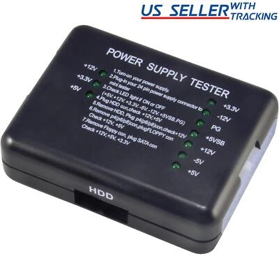 ATX Power Supply PSU Tester with 20/24 Pin, SATA & Molex HDD Connectors for PC