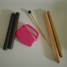 Percussion instruments wood claves rhythm sticks drum toy bundle