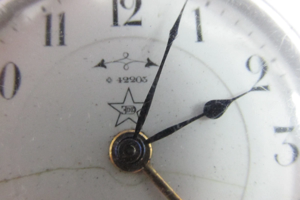 Reloj de Bolsillo Militar Eterna Funciona con Alarma Cara Abierta Art Deco Ni...