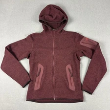 Arc'teryx Jacket Womens Small Burgundy Covert Hoody Polartec Full Zip Made USA