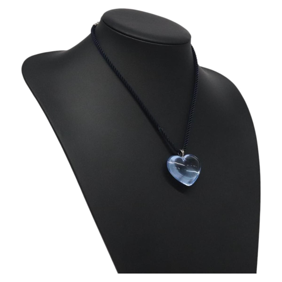Baccarat heart Necklace Crystal Glass Blue Auth am8279 | eBay