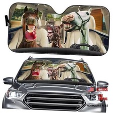 Funny Car Windshield Sunshade Foldable Car Sun Shade Cover, Animals Horse