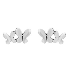 Cute Pair of Butterflies Sterling Silver Stud Earrings