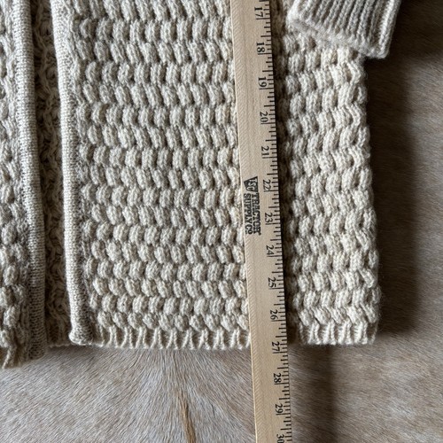Vtg LeRoy Knitwear Shetland Wool Chunky Knit Cardigan Sweater Medium Fisherman - Picture 18 of 22