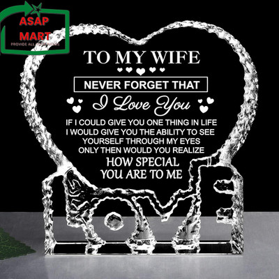ZHSHWAT Valentines Birthday Gifts for Wife, I Love You for Her Crystal Keepsake 