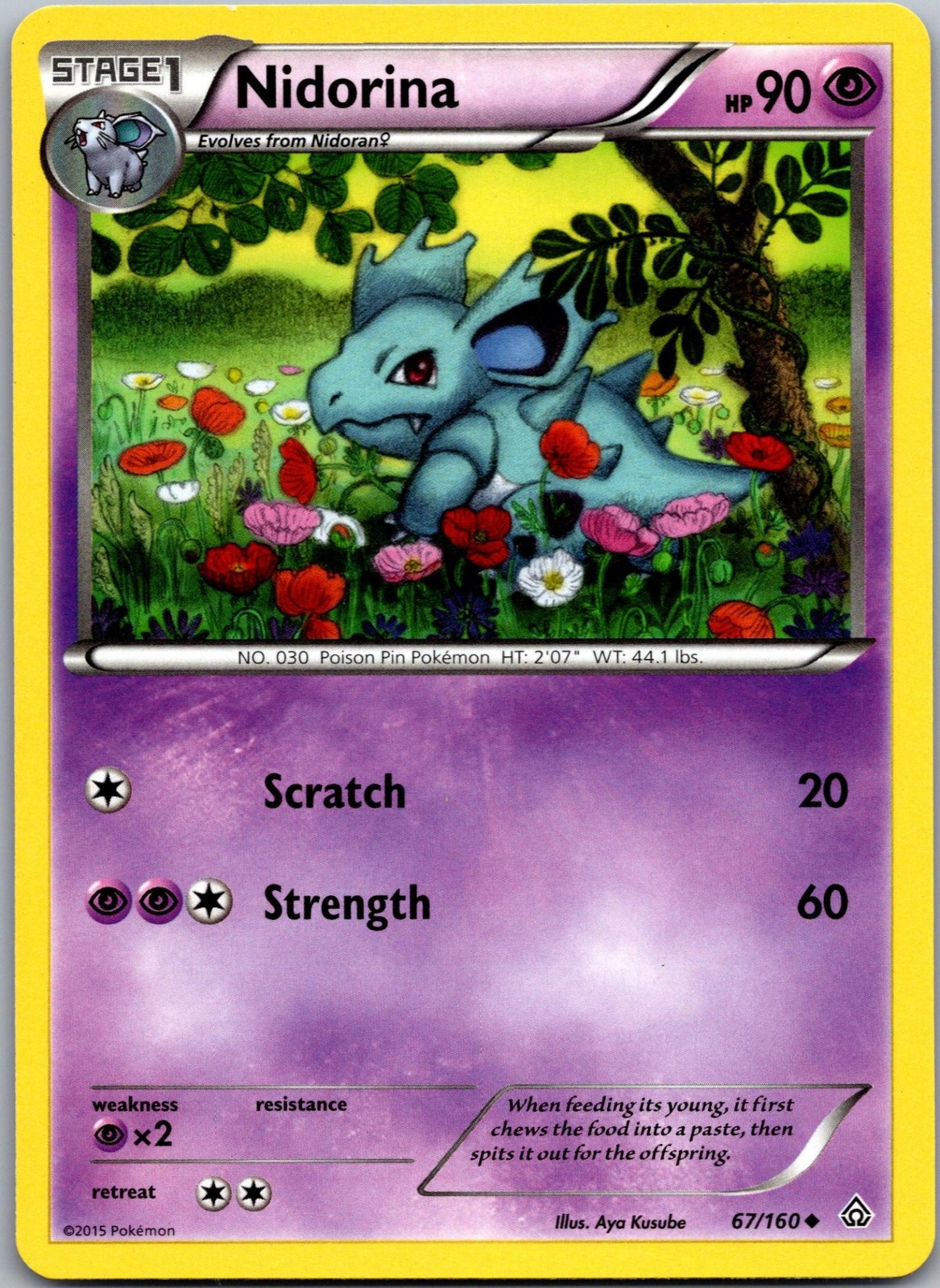 Nidorina 67/160 Uncommon Primal Clash Pokemon Near Mint