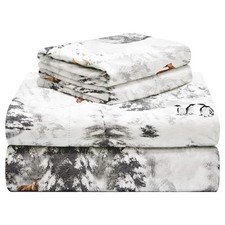 190 GSM King, Winterland Sheet Set- Warm  Cozy - 100 Cotton Flannel Pre-Shr...