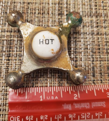 VINTAGE Replacement Porcelain HOT WATER FAUCET FIXTURE ARCHITECTURAL SALVAGE - Picture 1 of 3