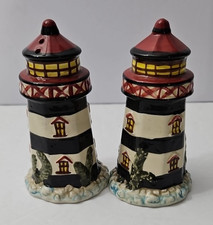 Vintage Lighthouse Salt and Pepper Shakers Ceramic Nautical Set