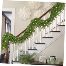 2PCS 9FT Norfolk Pine Garland with 100 Norfolk Pre-lit 9FT 120 Branches  