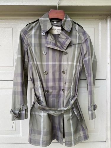 Burberry Brit Khaki Check Trench Coat USA 8