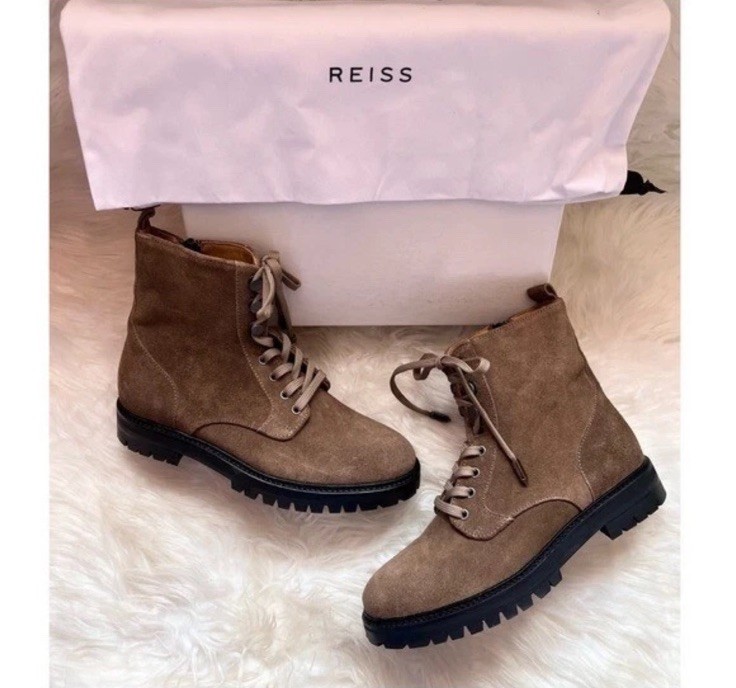 NIB REISS Arianna Lace Up Hiker Suede Moto Boots US 7 $320