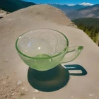 Vtg Uranium Depression Glass Horseshoe Pattern Teacup Carnival Glowing