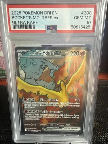 Team Rocket's Moltres EX 208/182 Destined Rivals Pokemon TCG PSA 10 GEM MT