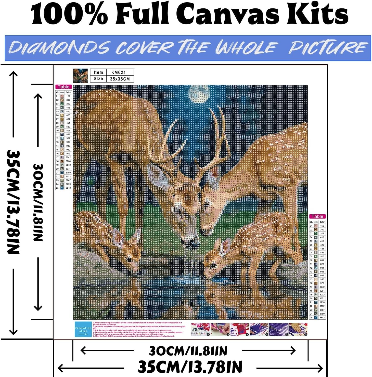 Diamond Art Kits for Adults Deer Family, DIY 5D Diamond Painting Kit for Beginne