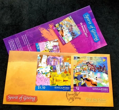 *FREE SHIP Singapore Spirit Of Giving 2011 Child Painting Disabled Help (FDC)