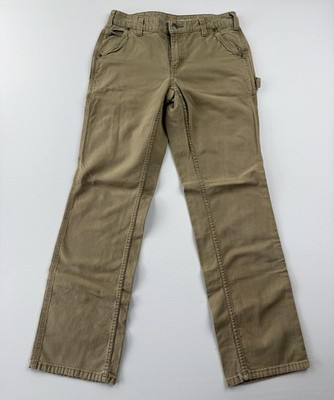 Carhartt Carpenter Pants Boys 6 Brown Canvas Original Fit Workwear Pockets