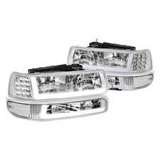 For Chevy Silverado 1500 99-02 Headlights Chrome Led Drl Bar Headlights W Turn