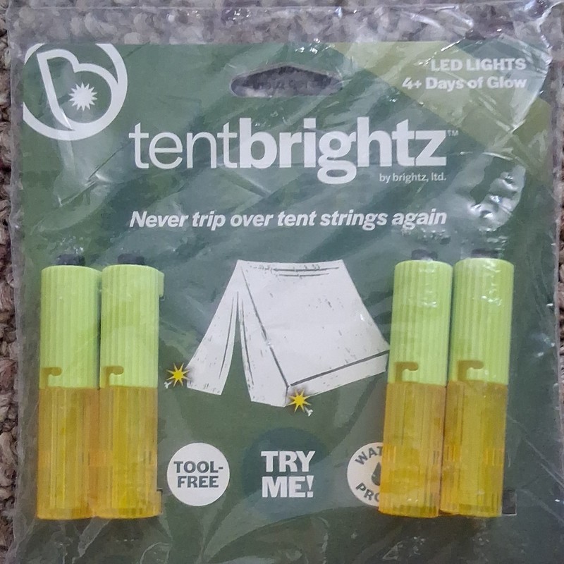 brightz LED Tent Lights 4 Pack Yellow Green Waterproof Tool-Free Camping