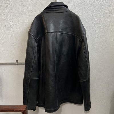 Vintage J Crew Leather Jacket Men's Sz Xl Full Zip 90s Pockets