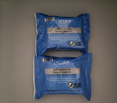 2 Pack~LACURA Face Care Make-up Removing Cleansing Towelettes: 25 Wipes per Pack