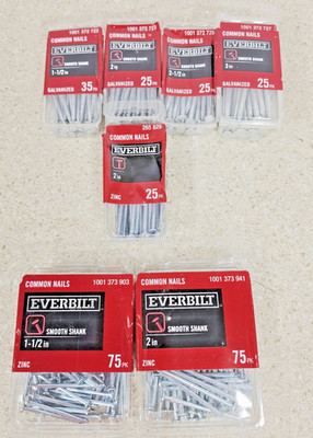 22 Packs Everbilt Common Nails Various Sizes and Finishes - See Description