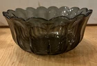 Vintage Anchor Hocking Glass Bowl Gray Smoke Large Fruit Centerpiecr 8.5"x 4"