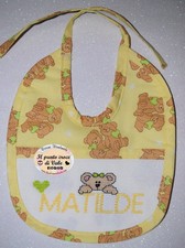 BAVAGLINO PERSONALIZZATO Artigianale Orsetti Ricamo a mano Punto Croce