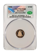 1866 Seated Liberty Half Dime PROOF CAMEO - CAC PF-67 CAMEO Graded Coin -- #864C