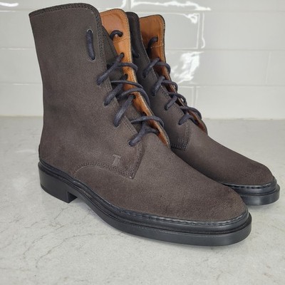 Tods Womens Suede Round Toe Lace Up Boots Brown Size 35